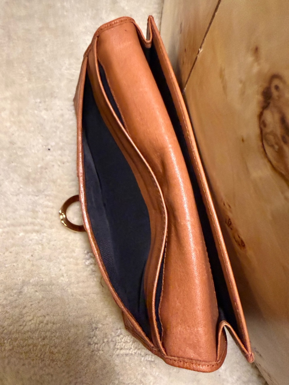 RARE Vintage Ralph Lauren Leather & Canvas Wallet with Unique Horseshoe Closure - Picture 4 of 9